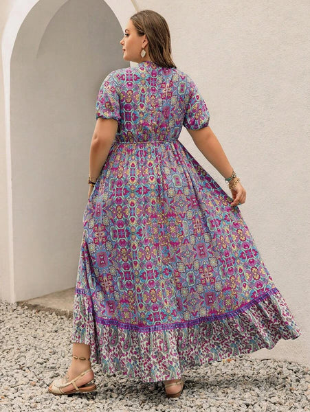 PLUS SIZE Capri Maxi Dress - Purple-Plus Size Arabian Wear- Boheme Junction