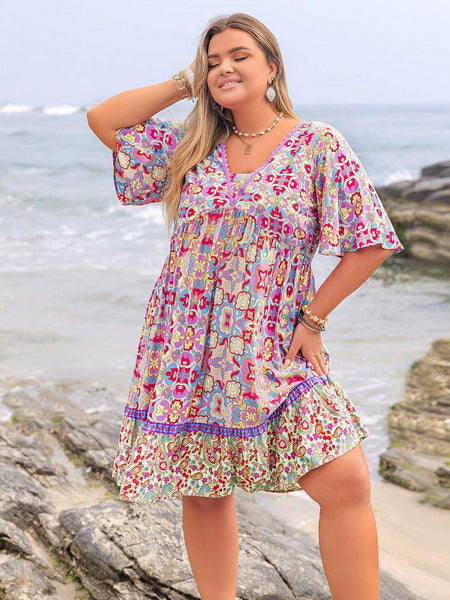 PLUS SIZE Capri Midi Dress - Purple | LAST SIZES-Plus Size Dresses- Boheme Junction