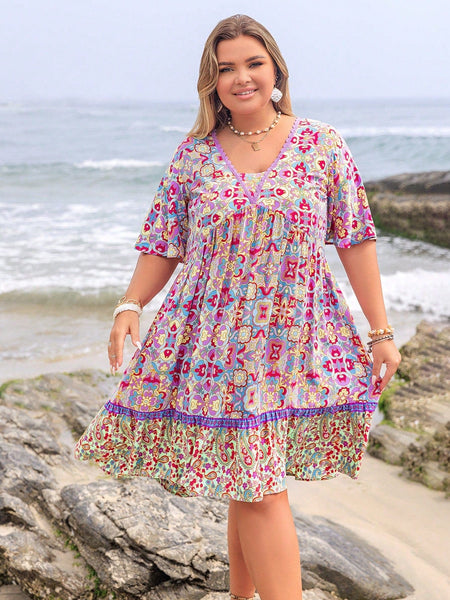 PLUS SIZE Capri Midi Dress - Purple | LAST SIZES-Plus Size Dresses- Boheme Junction