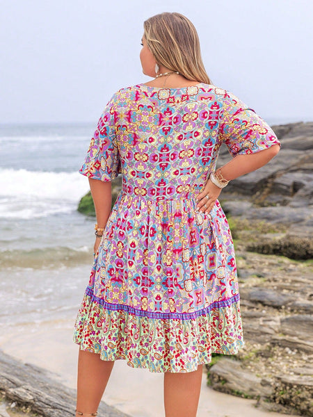 PLUS SIZE Capri Midi Dress - Purple | LAST SIZES-Plus Size Dresses- Boheme Junction