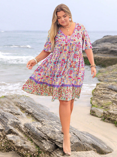 PLUS SIZE Capri Midi Dress - Purple | LAST SIZES-Plus Size Dresses- Boheme Junction