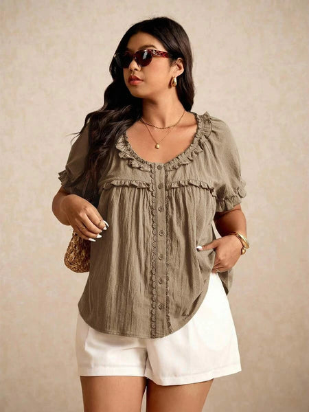 Boheme Junction Plus Size Tops PLUS SIZE Carla Top - Brown