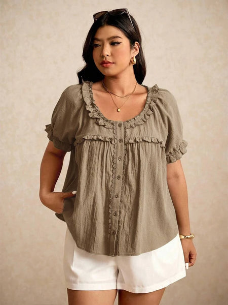 Boheme Junction Plus Size Tops PLUS SIZE Carla Top - Brown