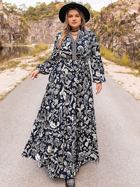 PLUS SIZE Carrie Maxi Dress - Dark Navy-Plus Size Dresses- Boheme Junction