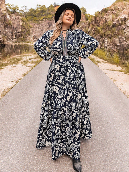 PLUS SIZE Carrie Maxi Dress - Dark Navy-Plus Size Dresses- Boheme Junction