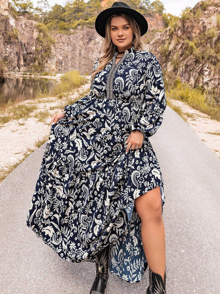 PLUS SIZE Carrie Maxi Dress - Dark Navy-Plus Size Dresses- Boheme Junction