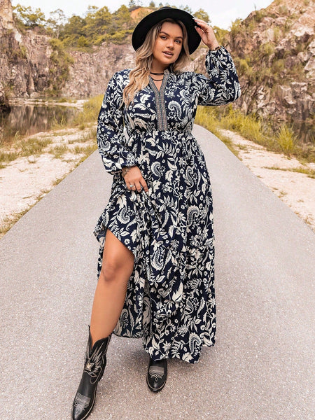 PLUS SIZE Carrie Maxi Dress - Dark Navy-Plus Size Dresses- Boheme Junction
