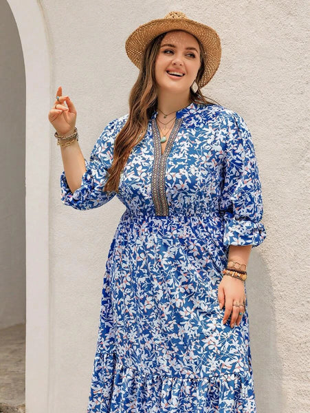 PLUS SIZE Carrie Maxi Dress - Light Blue-Plus Size Dresses- Boheme Junction