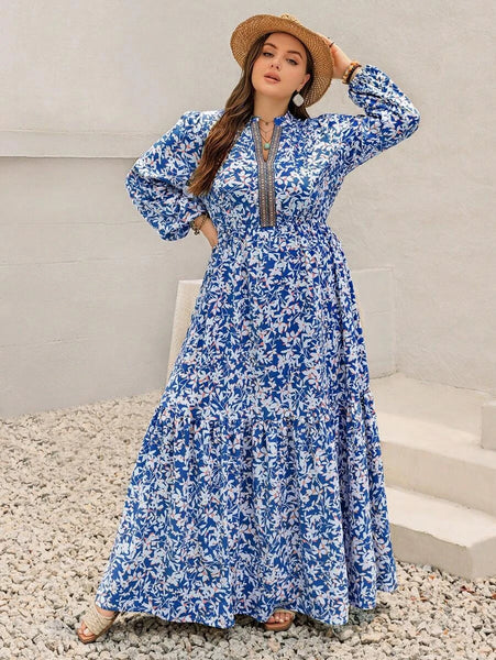 PLUS SIZE Carrie Maxi Dress - Light Blue-Plus Size Dresses- Boheme Junction