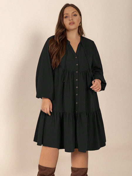 BOHEME JUNCTION Plus Size Dresses PLUS SIZE Cheri Midi Dress - Black