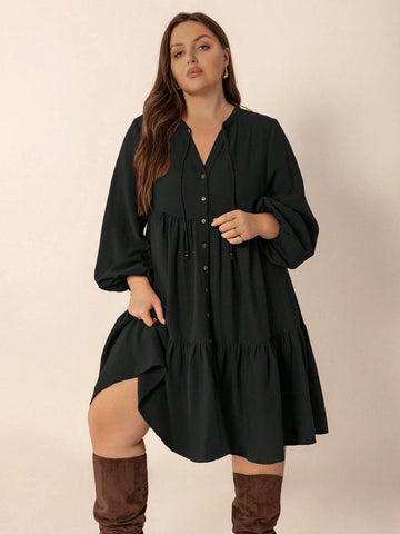 PLUS SIZE Cheri Midi Dress - Black-Plus Size Dresses- Boheme Junction