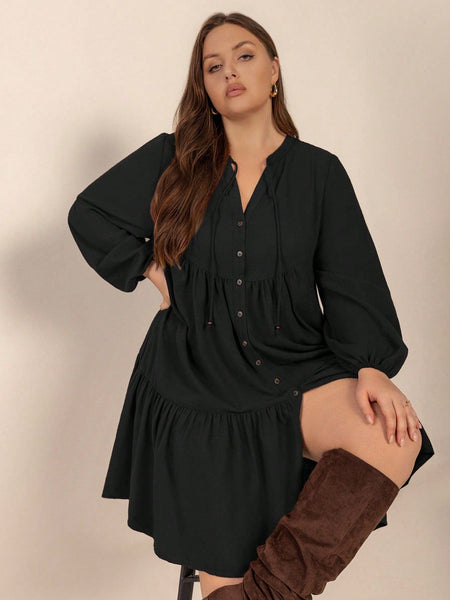 BOHEME JUNCTION Plus Size Dresses PLUS SIZE Cheri Midi Dress - Black