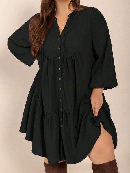 BOHEME JUNCTION Plus Size Dresses PLUS SIZE Cheri Midi Dress - Black
