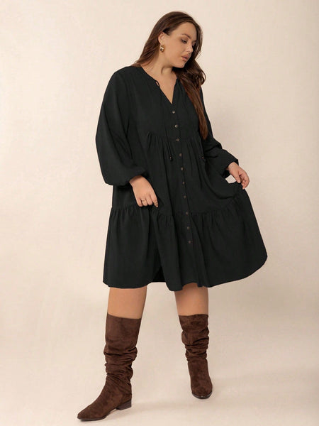 BOHEME JUNCTION Plus Size Dresses PLUS SIZE Cheri Midi Dress - Black