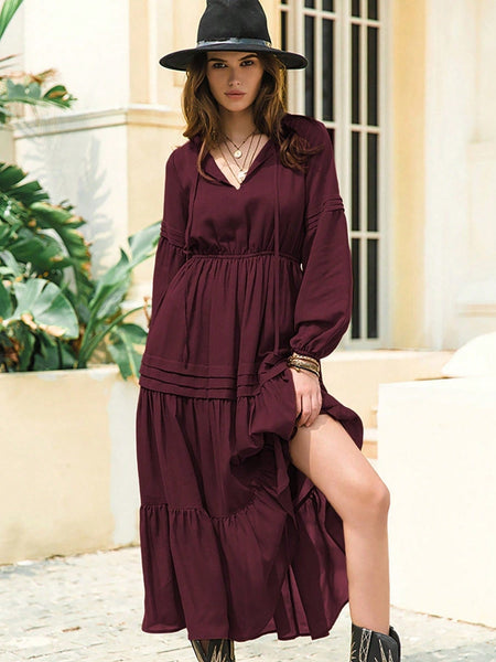 PLUS SIZE Claire Maxi Dress - Wine-Plus Size Dresses- Boheme Junction