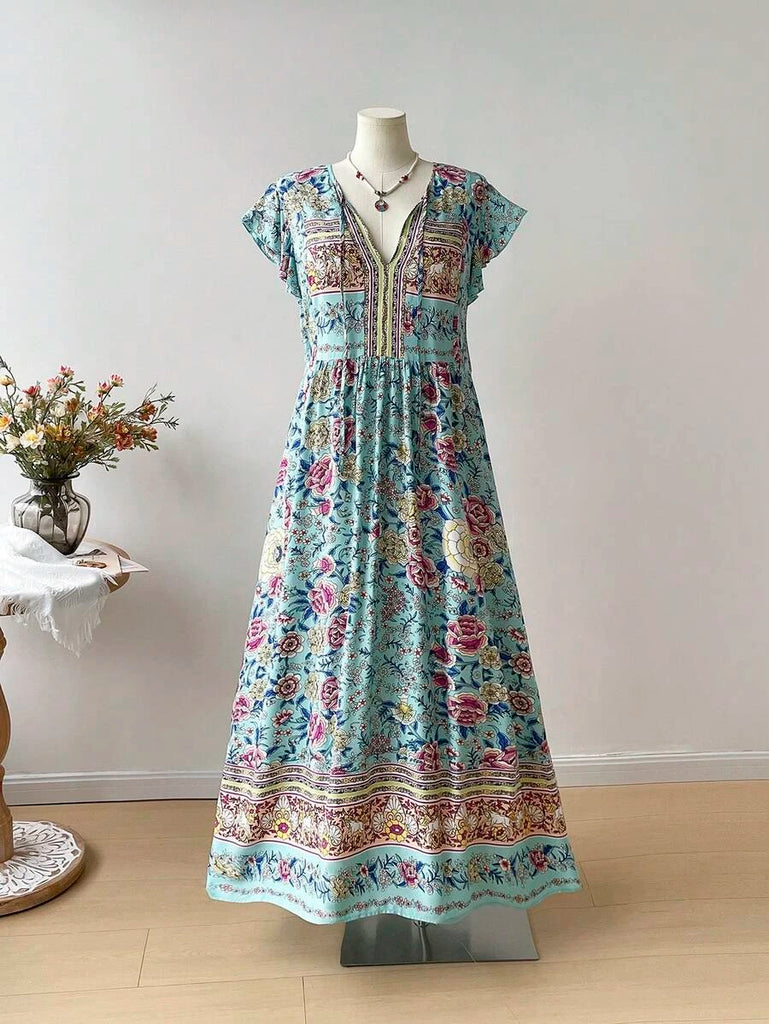 PLUS SIZE Cory Maxi Dress - Blue-Plus Size Arabian Wear- Boheme Junction