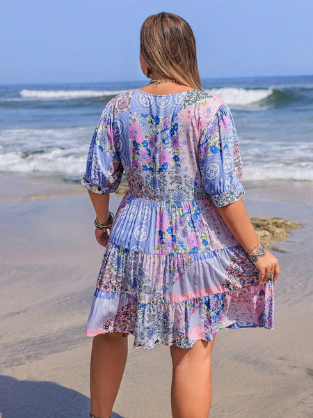 PLUS SIZE Danni Mini Dress-Plus Size Dresses- Boheme Junction
