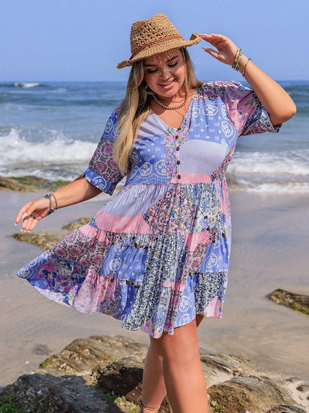PLUS SIZE Danni Mini Dress-Plus Size Dresses- Boheme Junction