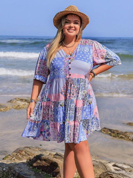 PLUS SIZE Danni Mini Dress - Pastel