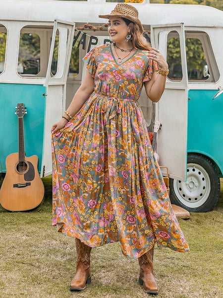 PLUS SIZE Edin Maxi Dress - Pink-Plus Size Dresses- Boheme Junction