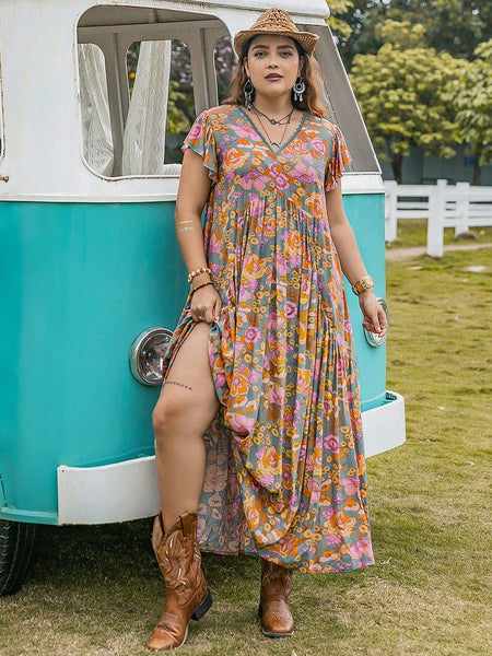 PLUS SIZE Edin Maxi Dress - Pink-Plus Size Dresses- Boheme Junction