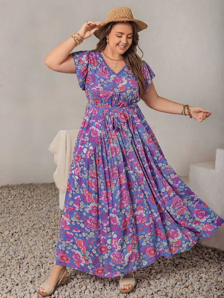 PLUS SIZE Edin Maxi Dress - Purple-Plus Size Arabian Dresses- Boheme Junction