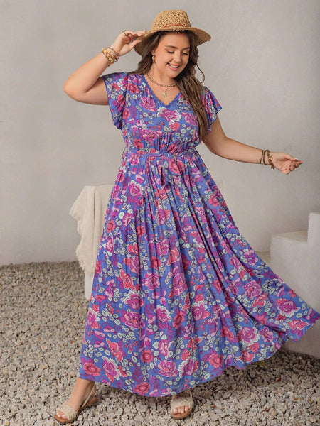 PLUS SIZE Edin Maxi Dress - Purple-Plus Size Arabian Dresses- Boheme Junction