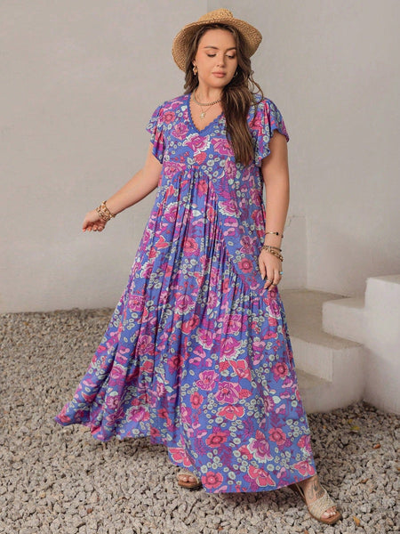 PLUS SIZE Edin Maxi Dress - Purple-Plus Size Arabian Dresses- Boheme Junction
