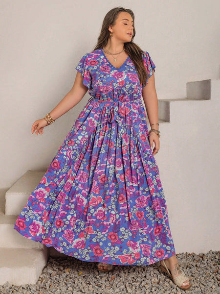 PLUS SIZE Edin Maxi Dress - Purple-Plus Size Arabian Dresses- Boheme Junction