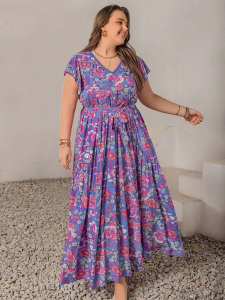 PLUS SIZE Edin Maxi Dress - Purple-Plus Size Arabian Dresses- Boheme Junction