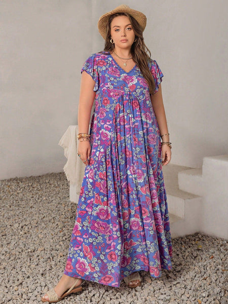 PLUS SIZE Edin Maxi Dress - Purple-Plus Size Arabian Dresses- Boheme Junction