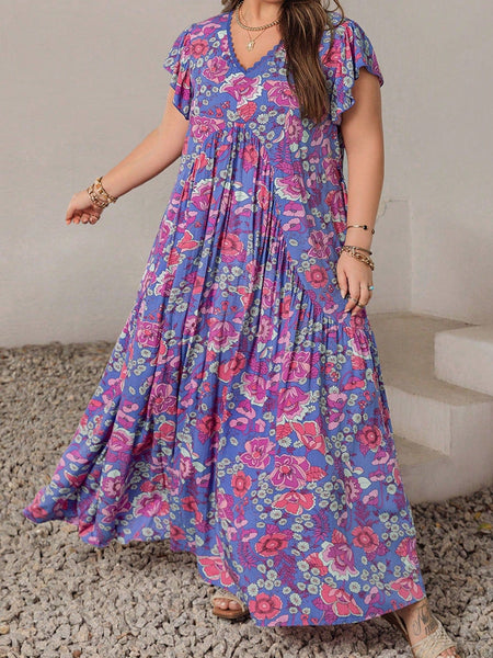PLUS SIZE Edin Maxi Dress - Purple-Plus Size Arabian Dresses- Boheme Junction