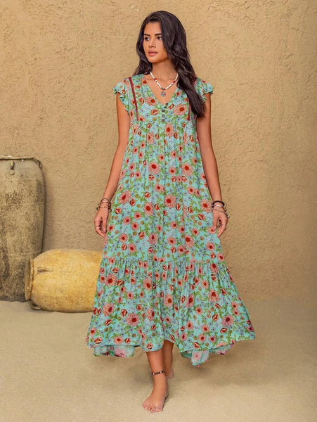 PLUS SIZE Elissa Maxi Dress - Green-Plus Size Dresses- Boheme Junction