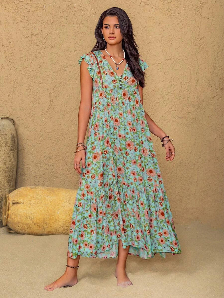 PLUS SIZE Elissa Maxi Dress - Green-Plus Size Dresses- Boheme Junction
