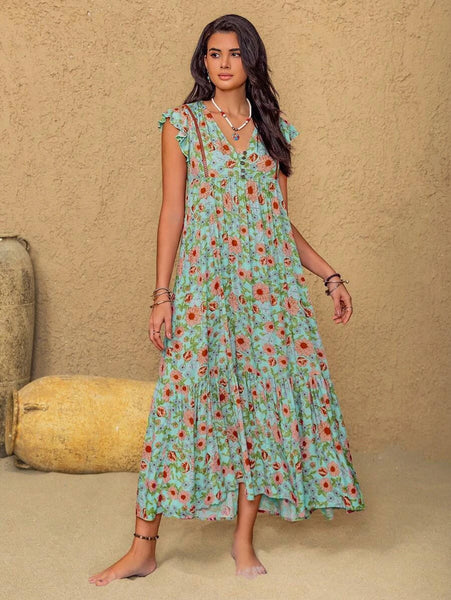 PLUS SIZE Elissa Maxi Dress - Green-Plus Size Dresses- Boheme Junction