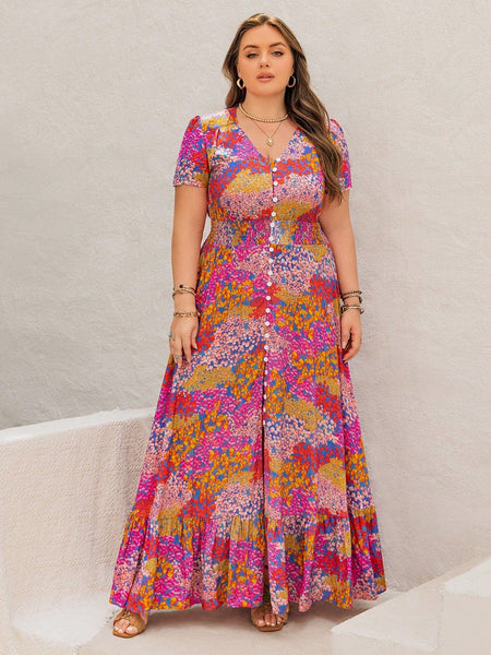 PLUS SIZE Evan Maxi Dress - Pink-Plus Size Dresses- Boheme Junction