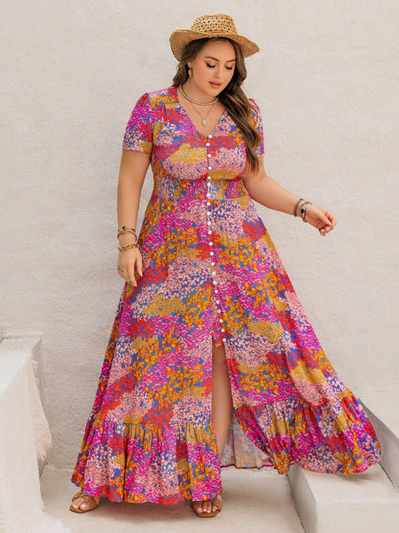 PLUS SIZE Evan Maxi Dress - Pink-Plus Size Dresses- Boheme Junction