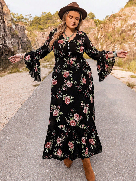 PLUS SIZE Finley Maxi Dress - Black-Plus Size Dresses- Boheme Junction