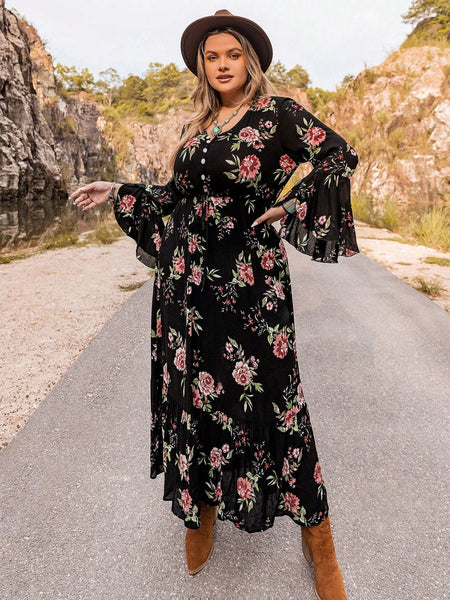 PLUS SIZE Finley Maxi Dress - Black-Plus Size Dresses- Boheme Junction