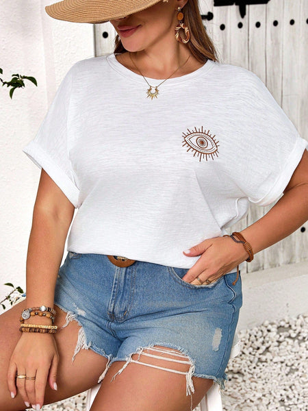 PLUS SIZE Greek Eye Top - Brown-Plus Size T-shirts- Boheme Junction