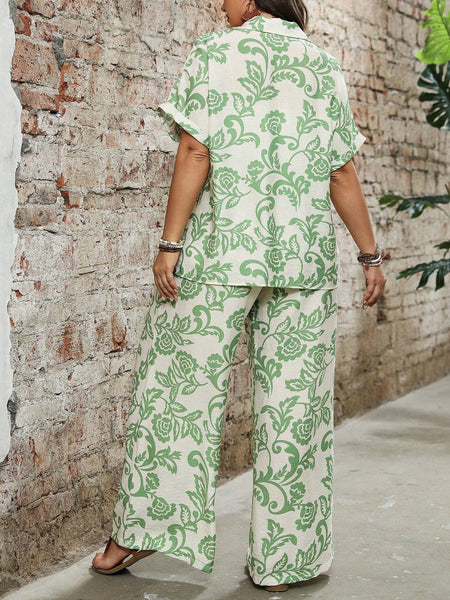 PLUS SIZE Havana Pants & Shirt Set-Plus Size Co-Ords- Boheme Junction