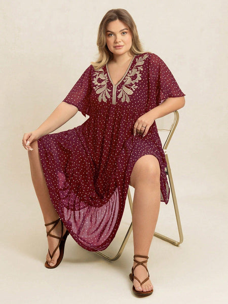 PLUS SIZE Hudson Maxi Dress - Burgundy-Plus Size Dresses- Boheme Junction