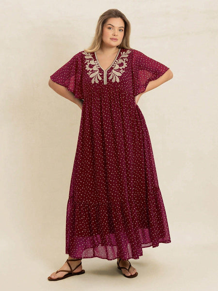 PLUS SIZE Hudson Maxi Dress - Burgundy-Plus Size Dresses- Boheme Junction