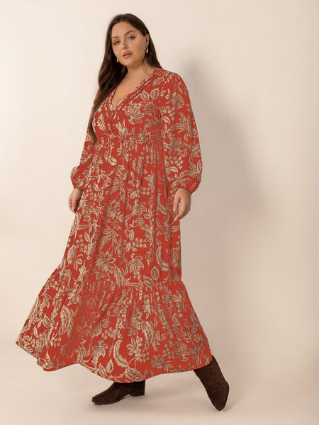 PLUS SIZE Janelle Maxi Dress - Red-Plus Size Dresses- Boheme Junction