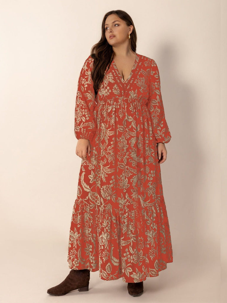 PLUS SIZE Janelle Maxi Dress - Red-Plus Size Dresses- Boheme Junction