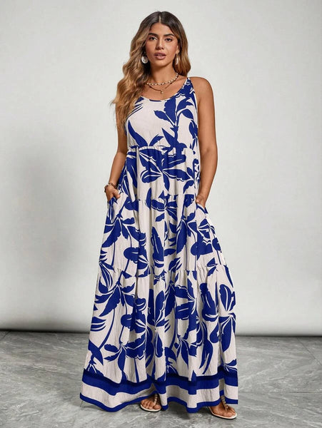 PLUS SIZE Jarah Maxi Dress - Blue-Plus Size Dresses- Boheme Junction