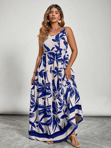 PLUS SIZE Jarah Maxi Dress - Blue-Plus Size Dresses- Boheme Junction