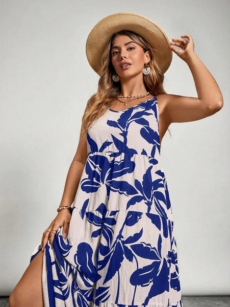 PLUS SIZE Jarah Maxi Dress - Blue-Plus Size Dresses- Boheme Junction