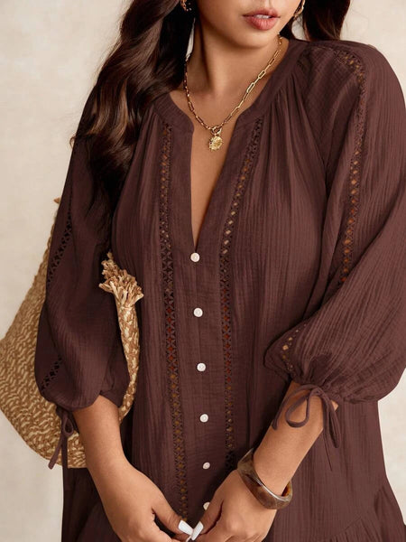 PLUS SIZE June Mini Dress - Brown-Plus Size Dresses- Boheme Junction
