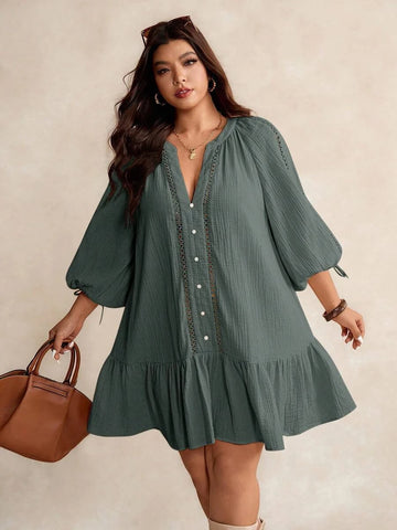 Boheme Junction Plus Size Dresses PLUS SIZE June Mini Dress - Green